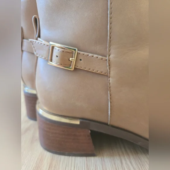 Tan Ankle Boots with Side Zip and Buckle Detail - Women - Picture 7 of 7